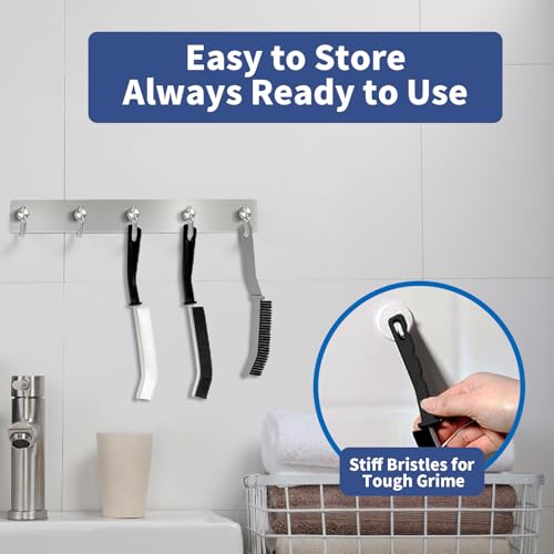 Crevice Cleaning Brush, Hard-Bristled Gap Scrub Brush, Toilet Gap Cleaning Brush Tool, for Scrub Small Spaces, Kitchen, Bathroom, Corner, Grout, Sink, Window Tracks, Hinges, 3pcs - view 5