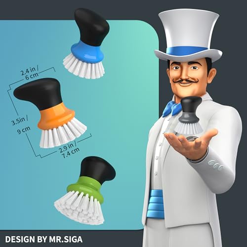 Dish Scrub Brush, Palm Brush Dish Scrubber, Gray, Pack of 2 - view 2