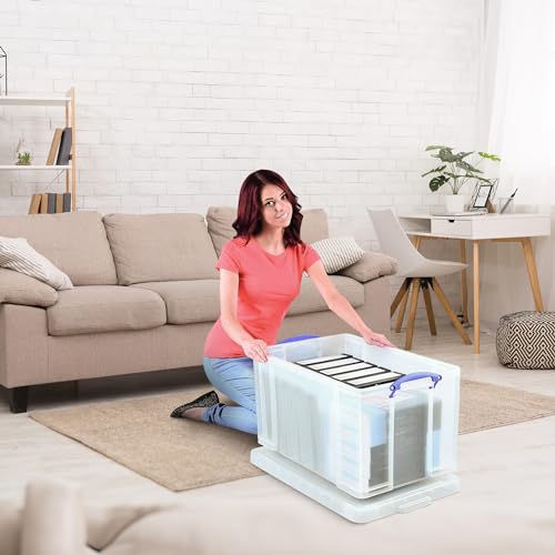 84L Stackable Plastic Storage Container with Lid, Clear - view 4
