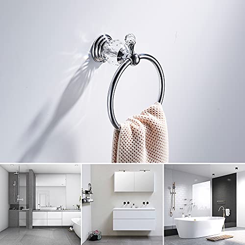 Chrome Towel Ring, Crystal Hand Towel Holder Polished Bath Towel Bar Bling Bathroom Accessories Wall Mounted - view 6