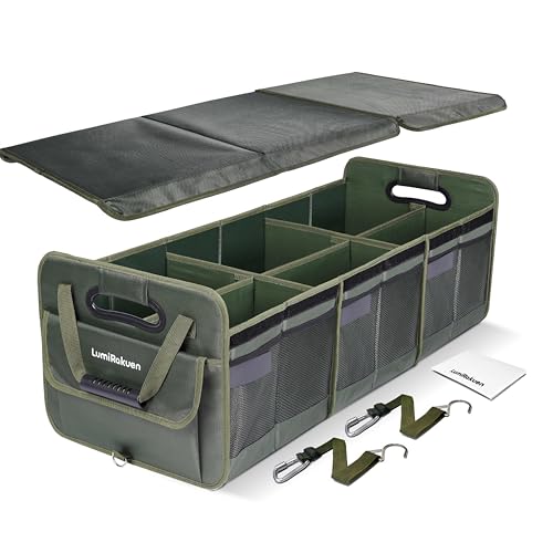 Heavy Duty Trunk Organizer with Lid for SUV & Truck (XL, Green)