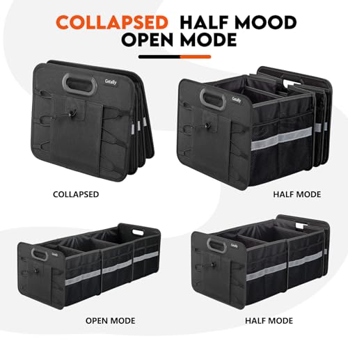 Trunk Organizer for Car， Collapsible Trunk Organizer with Multi Pockets, 3 Compartments Storage Organizer for Car SUV, Truck, Sedan - view 3