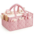 Baby Diaper Caddy Organizer, Nursery Basket, Bow Light Pink