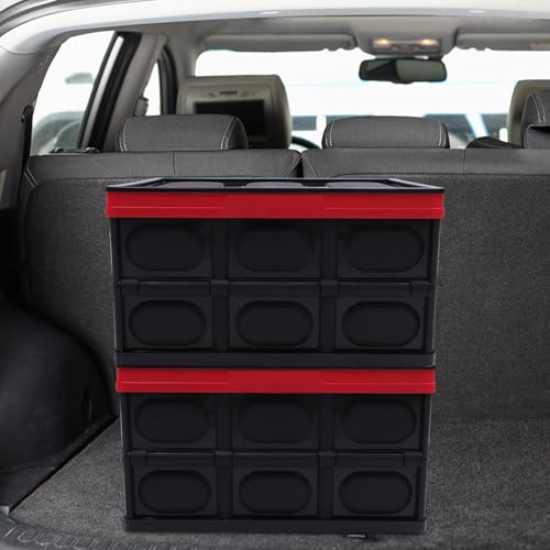 30l Foldable Plastic Car Trunk Storage Box with Cover, Two-tone Organizer - view 6