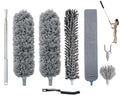 Microfiber Feather Duster with Extension Pole 100 Inches, (8 PCS), Cleaning Brush, Dusters for Cleaning High Ceilings, Cobwebs, Blinds, Cars, Reusable, Washable, Extendable, Ceiling Fan Cleaner Duster