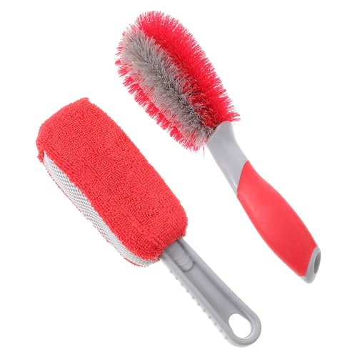 Wheel and Tire Cleaner Kit, Rim Cleaning Brush Set with Non-slip Handle