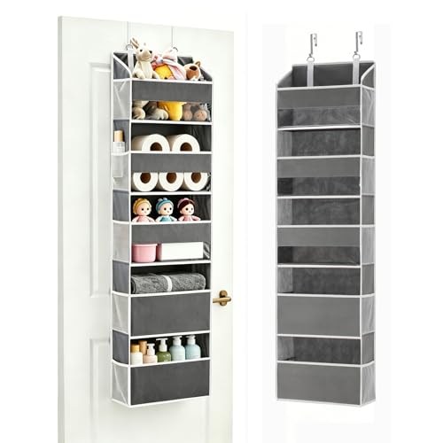 Over the Door Organizer for Bedroom, Pantry, Bathroom, 5 Shelf Grey