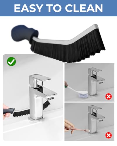 Crevice Cleaning Brushes, Cleaner Scrub Brush Tool for Hard to Reach Tight Space, Home Essentials, Serrated Scrub Brushes, Cleaning Supplies for Shower, Bathroom, Kitchen, Toilet (6, Black) - view 3