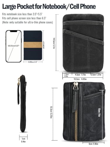 SP6 EDC Pouch, Waxed Canvas Compact Pocket Organizer, EDC Pocket Pouch for Men, Zippered Pocket Pouch, Mini EDC Organizer for Everyday Carry, Multitool Organizer Pouch (Oil Wax Black) - view 5