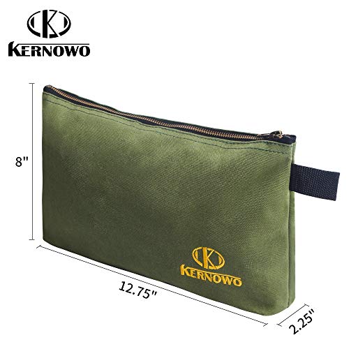 Premium Canvas Tool Pouch Zipper Bag,Small Tool Bag,Multipurpose Storage Pouch(4Pack 12.75x8x2.25 inch 20oz Water Resistant Heavy Duty Army Green Flat Bottom Tool Bag with Brass Zipper) - view 2