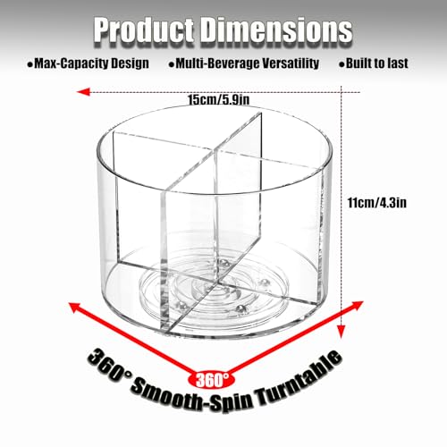 360° Spinning Drink Packet Organizer, Clear BPA-Free Plastic 4-Section Clear Storage for Coffee, Sugar & Drink Mixes | Stackable Kitchen & Pantry Container - view 3