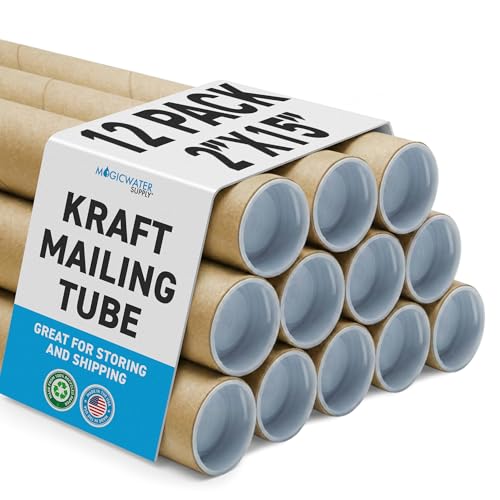 2 x 15 Inch Kraft Mailing Tubes with End Cap - 12 Pack