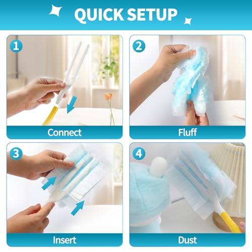 30 Count Microfibre Feather Duster Refills Compatible with Swiffer Dusters, Disposable Static Dust Removal Refills, Multi-Surface Duster with 1 Pcs Short Handle(Unscented, Pack of 1) - view 5