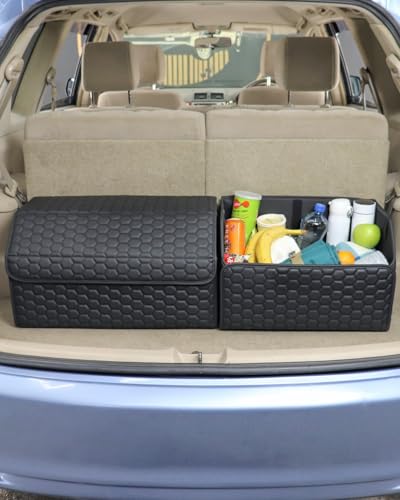 Trunk Organizer for Car, Lid, PU Leather, 21.6in 50L, 1pc, Black - view 2