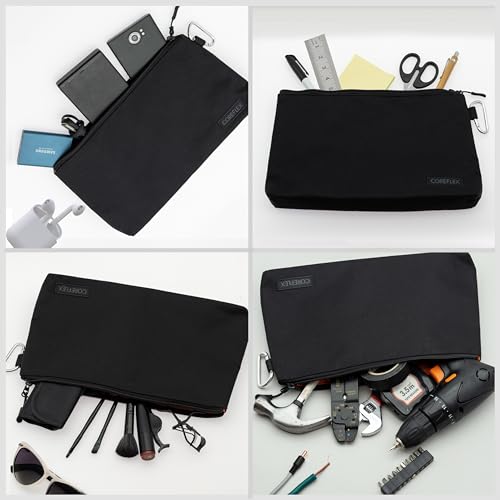Premium Tool Pouch Zipper Bag, Small Tool Bag, Multipurpose Storage pouch, Heavy duty Flat Bottom Tool bag with YKK Zipper (6 pack Large 12inch Black) - view 5