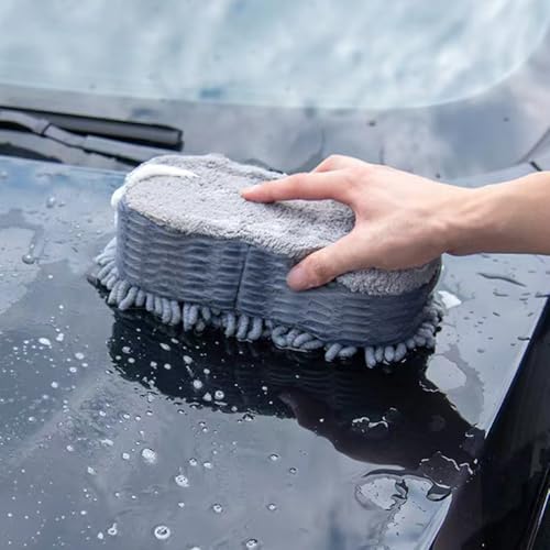 2 Pack Microfiber Car Wash Sponge Chenille Non-Scratch for Wax Sealant Conditioner Application Car Detailing, Compatible with Cars Trucks Motorcycles Essential Auto Cleaning Washing Kit Supplies - view 2