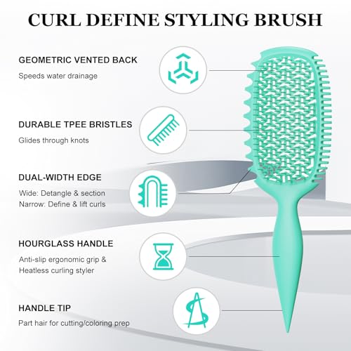 Curl Defining Brush with Wide & Narrow Teeth, Defines & Detangles Men/Women - view 2