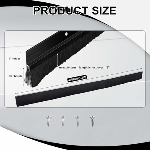 2 Set Door Sweep Brush Aluminum, 1 x 36 Inch, Black - view 2