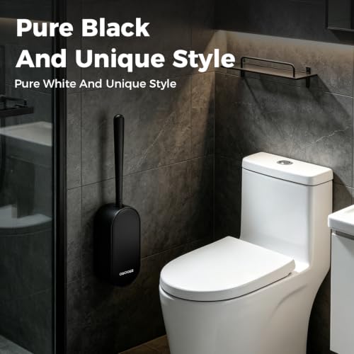 Toilet Bowl Brush and Holder, Toilet Brush Set with Ergonomic Design, Compact Size, Durable Bristles, RV Toilet Brushes & Holders for Dead Corner Clean (Black, 1pack) - view 3