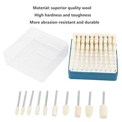 100Pcs Felt Polishing Wheels Wool Polishing Buffing Pads, Mandrel Mounted Grinding Bits，Polishing Grinding Head Wheel Tool Kit For Dremel Rotary Tool - 1/8 Inch Shank - view 2