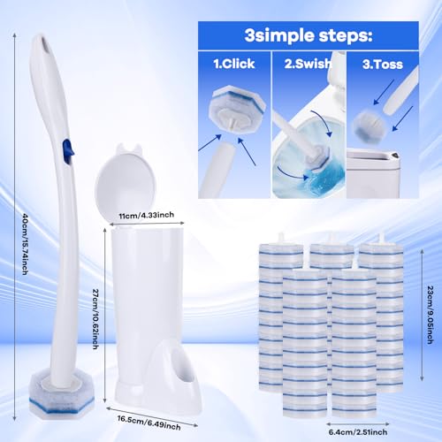 Disposable Toilet Brush and Holder Set, 50pcs Thick Refills for Clorox Wand - view 2