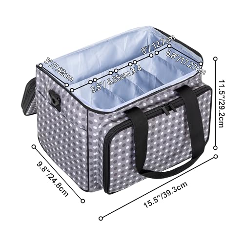Crochet Bag Knitting Bag Yarn Storage Tote, Yarn Organizer, Gray Dot - view 5