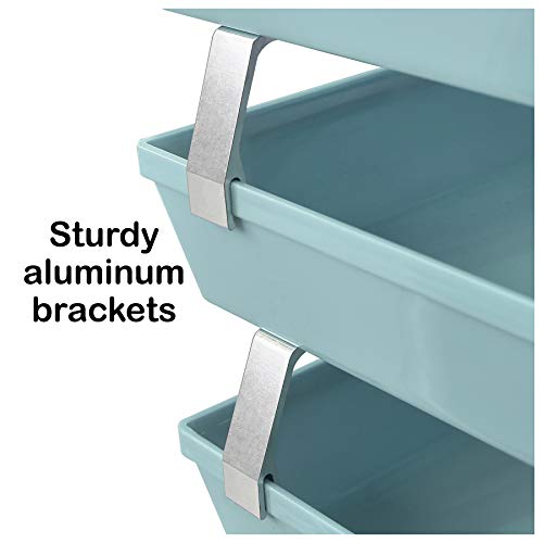 4 Tier Paper Letter Tray Side Load Letter Size, Office Desk File Document Organizer Plastic (Solid Green) - view 5