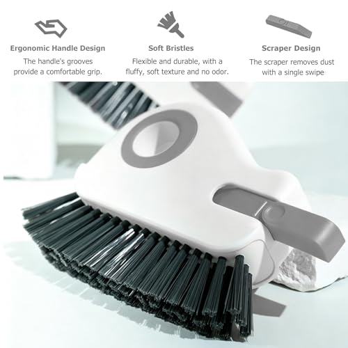 2 PCS 2 in 1 Groove Cleaning Brush, Multifunctional Window Track Cleaner with Hidden Scraper, Hard Bristle Grip Brush Sliding Door Cleaning Tool for Vehicle Home Office (Gray) - view 3