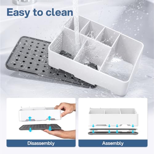 Bathroom Countertop Organizer -6 Slots Drain Tray Toothbrush Holders - view 6