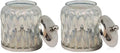 GLA330-1 Glacier Q tip Holder, Bathroom Vanity Glass Storage Organiser Canister, Apothecary Jar Swabs, Round Cotton Balls, Rainbow Lustre Finish (Pack of 2)