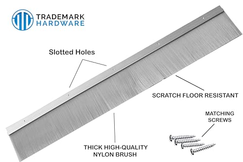 TMH Door Bottom Sweep – 36" Aluminum Brush Sweep with 3" Bristles, Weather Stripping Draft Stopper for Exterior & Interior Doors – Blocks Drafts, Dust & Insects – Silver - view 4