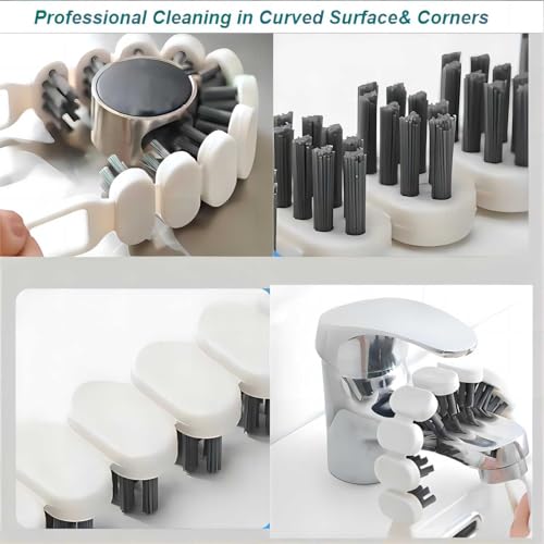 Crevice Cleaning Brush Hard Bristle Grout Brush Scrub Brush Toilet Brush Cleaning Tools Cleaning Supplies for Household Use Bathroom Kitchen 3 Pcs (Black&White) - view 2