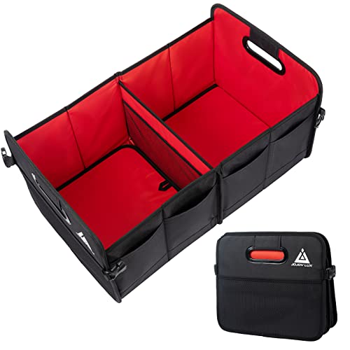 Car Trunk Organizer with Multi Compartments - Automotive Collapsible Cargo Containers with 11 Pockets & Reinforced Handles, Vehicle Grocery Organizer Bin Caddy Bag for SUV Van Truck