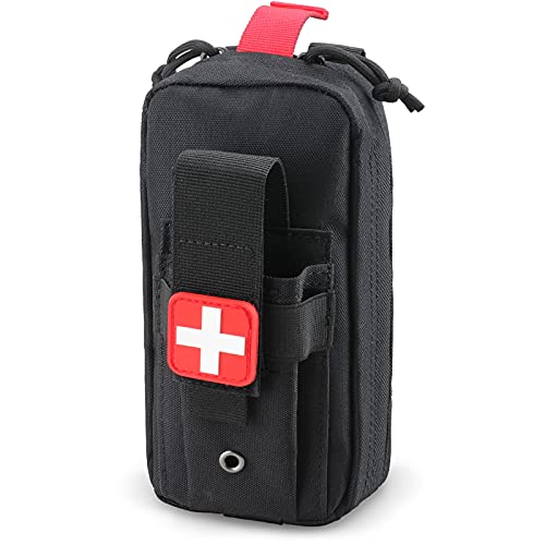 Tactical MOLLE IFAK First Aid Medical Pouch, Rip-Away EMT Accessories for Trauma Kit Small Medical Bag for Car Headrest, Outdoors (Include Cross Patch, Pouch Only)