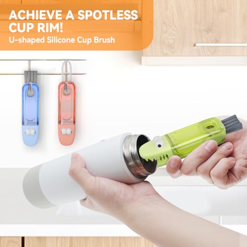 3 in 1 Cup Lid Gap Cleaning Brush Set, Multifunctional Bottle Cleaning Brush, Silicone Cup Lid Gap Cleaner, Home Kitchen Crevice Cleaning Tools (Multicolored) - view 2