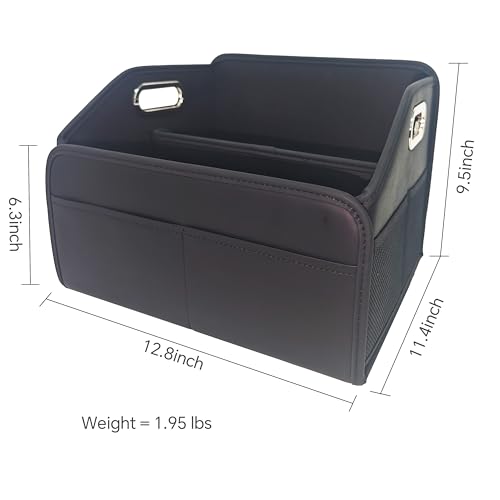 Car Trunk Organizers Small PU Leather，Car Basket for Organizers and Storage，Car Caddy Collapsible Multi Compartment Container Box - view 2