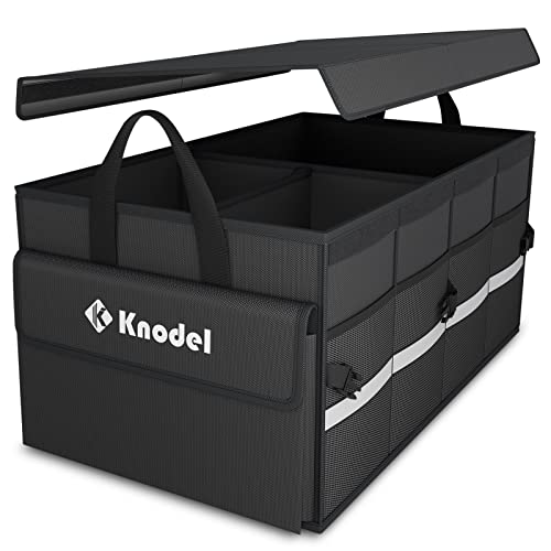 Trunk Organizer with Lid for Car, SUV, and Truck (Medium, Black)