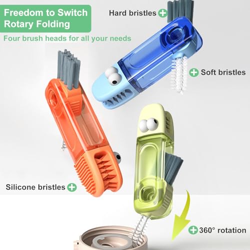 4 in 1 Cup Lid Cleaning Brush - Multifunctional Water Bottle Crevice Cleaning Brush, Portable Cup Lid Brush, Home Kitchen Crevice Brush Tools for Tiny Cup Lid Detail, Bottle Tight Spaces Cup (3 PCS) - view 2
