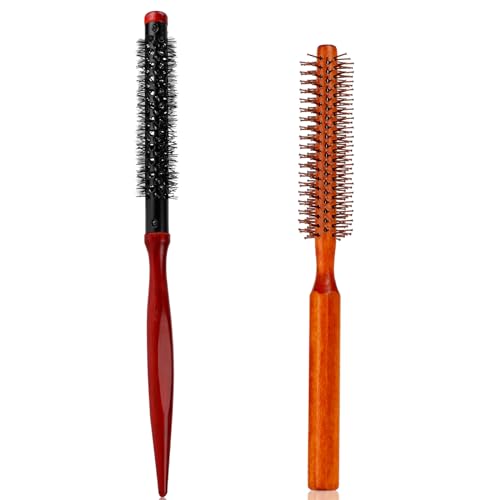 Mini Quiff Roller Brushes, 2 PCS Portable Curling Brushes with Wooden Handle and Nylon Bristles for Blow Drying, Styling Short or Thin Hair - view 7