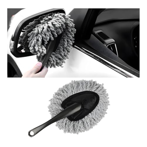 Car Dash Duster Brush, Super Soft Microfiber Multi-Functional Car Cleaning Brush, Scratch Free Dash Dusting Tool with a Anti-Skid Handle for Vehicle Home Kitchen Cleaning (Gray)