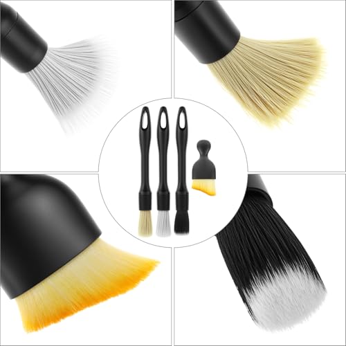 Car Detailing Brush Set for Interior & Exterior Cleaning, 7Pcs Ultra Soft to Hard Bristle Brushes for Dashboard, Leather, Wheels & Emblems, Auto Detailing Tools for Deep Car Care - view 6