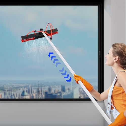 30 FT Telescopic Water Fed Pole and Long Brush w/65 ft Water Hose, Cleaning System for Tall Window Glass Door Car Solar Panel, Washing Equipment Tool Extension Pole Water Spray Washer - view 2