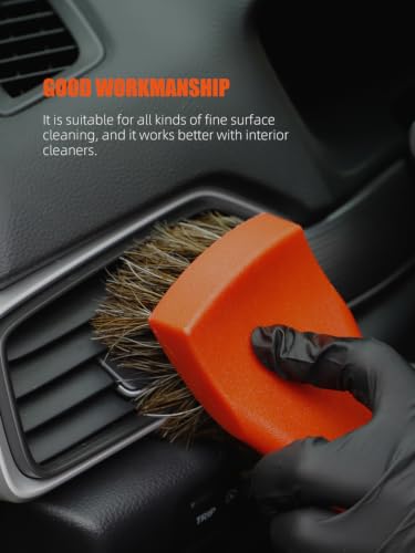 3Pcs Car Detailing Brush Kit, Leather & Textile Interior Brush, Comfortable Grip and Scratch-Free Cleaning for Dashboard, Wheels, Seats, Foot Mats and Small Areas, Black - view 5