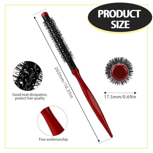 Mini Quiff Roller Brushes, 2 PCS Portable Curling Brushes with Wooden Handle and Nylon Bristles for Blow Drying, Styling Short or Thin Hair - view 3