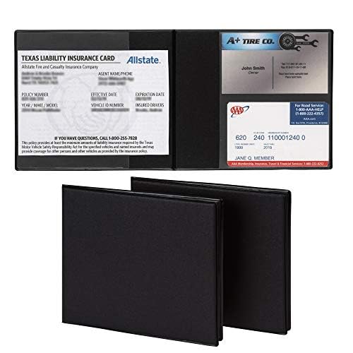 2 Pack Car Registration and Insurance Holder, 5.25" x 4.75" Black Glove Box Organizer, Perfect for Multiple Vehicles - view 2
