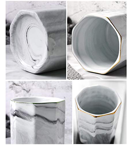 Pen Holder, Pencil Holder for Desk, Practical Ceramic Pencil Organizer, Decorative Makeup Brush Holder, Perfect Office Organization, Teacher Supplies, Gray Marble - view 4