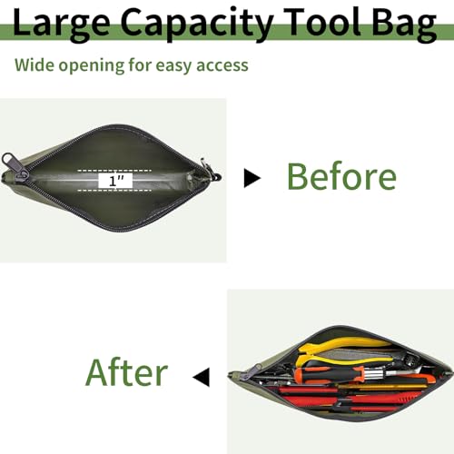 3 Pcs Zipper Tool Pouches, Flat Bottom Utility Bags with Carabiners - view 4