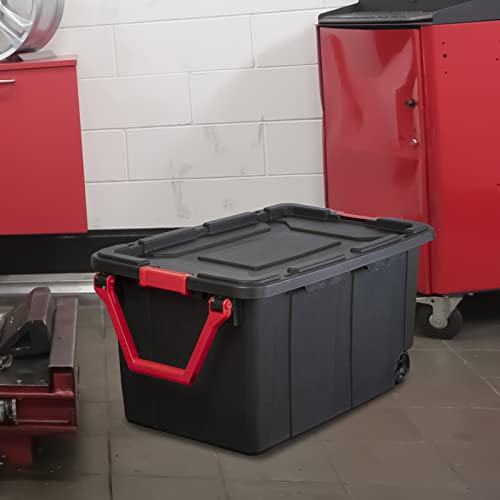 Storage Bins 40 Gallon Heavy-Duty Plastic Storage Bins, 2 Pack Container Totes with Durable Lid and Secure Latching Buckles, Stackable, Tough Storage Containers for Garage and Metal Rack Organizing - view 3