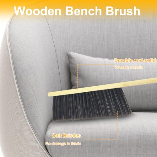 2 Pcs Hand Broom Brush, Wooden Handle Soft Bristle Cleaning Dust Brush，for Furniture, Bed, Car, Bench, Crevice Cleans, Sofa, Fireplace, Clothes (Straight Handle) - view 5