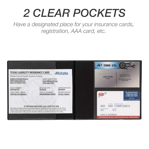 2 Pack Car Registration and Insurance Holder, 5.25" x 4.75" Black Glove Box Organizer, Perfect for Multiple Vehicles - view 3